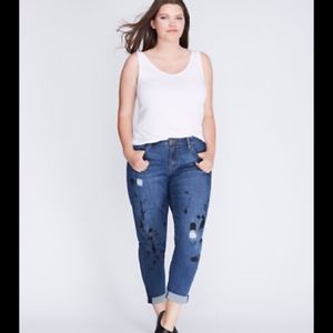 NWT Lane Bryant Paint Splatter Boyfriend Jean 18w
